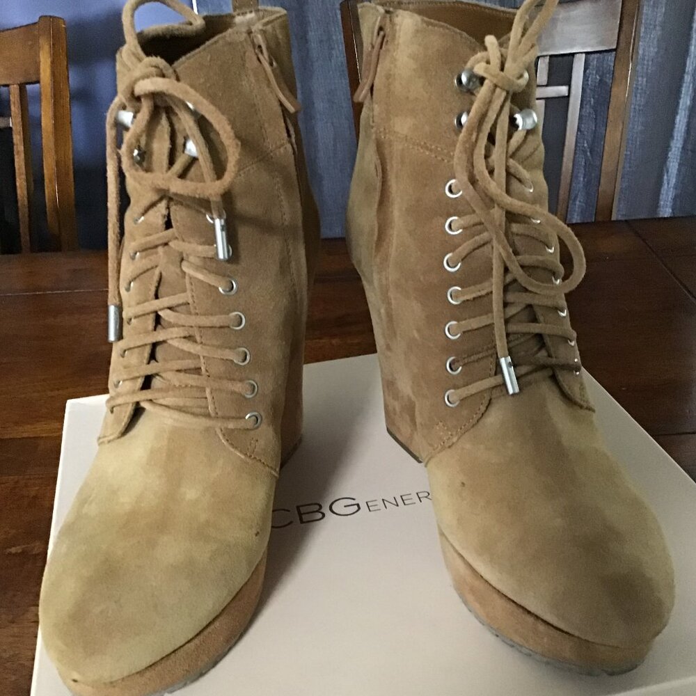 BCBG Sesame Calf Suede Boot - Size 9